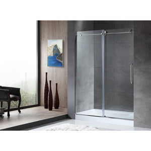 Madam 48' Tempered Glass Frameless Sliding Shower Door in Polished Chrome