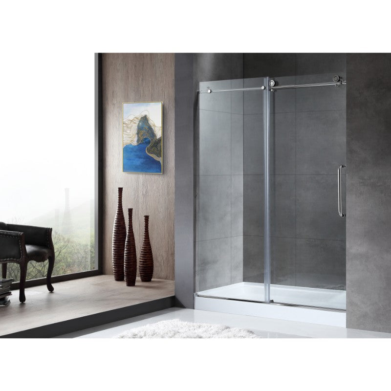 Madam 48' Tempered Glass Frameless Sliding Shower Door in Polished Chrome