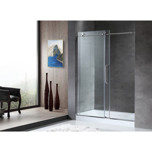 Madam 48' Tempered Glass Frameless Sliding Shower Door in Polished Chrome