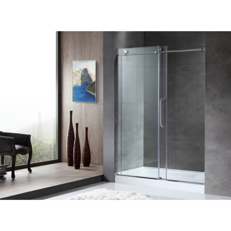 Madam 48' Tempered Glass Frameless Sliding Shower Door in Polished Chrome