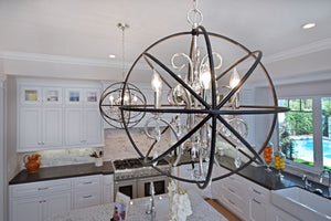 Orbit 12' 3 Light Single-Tier Chandelier in Anthracite and Polished Nickel