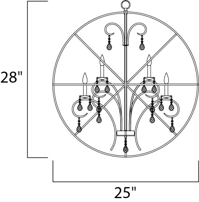 Orbit 25' 6 Light Single-Tier Chandelier in Oil Rubbed Bronze