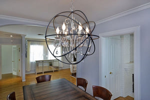Orbit 25' 6 Light Single-Tier Chandelier in Anthracite and Polished Nickel
