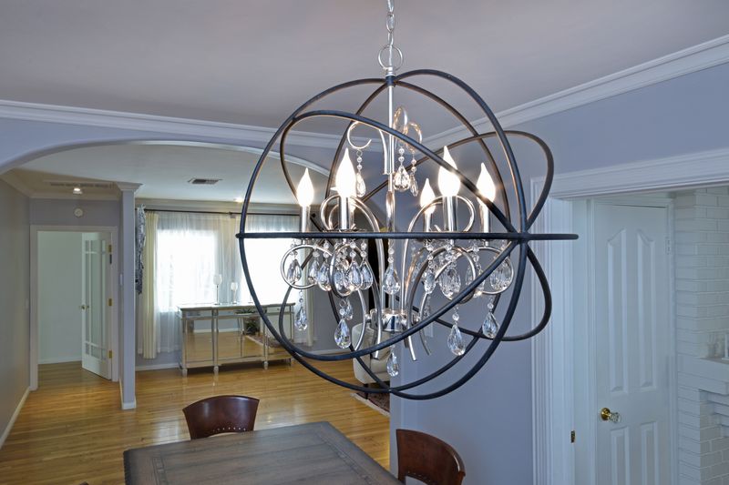 Orbit 25' 6 Light Single-Tier Chandelier in Anthracite and Polished Nickel