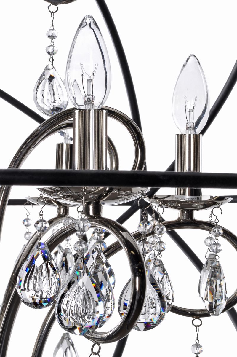 Orbit 25' 6 Light Single-Tier Chandelier in Anthracite and Polished Nickel