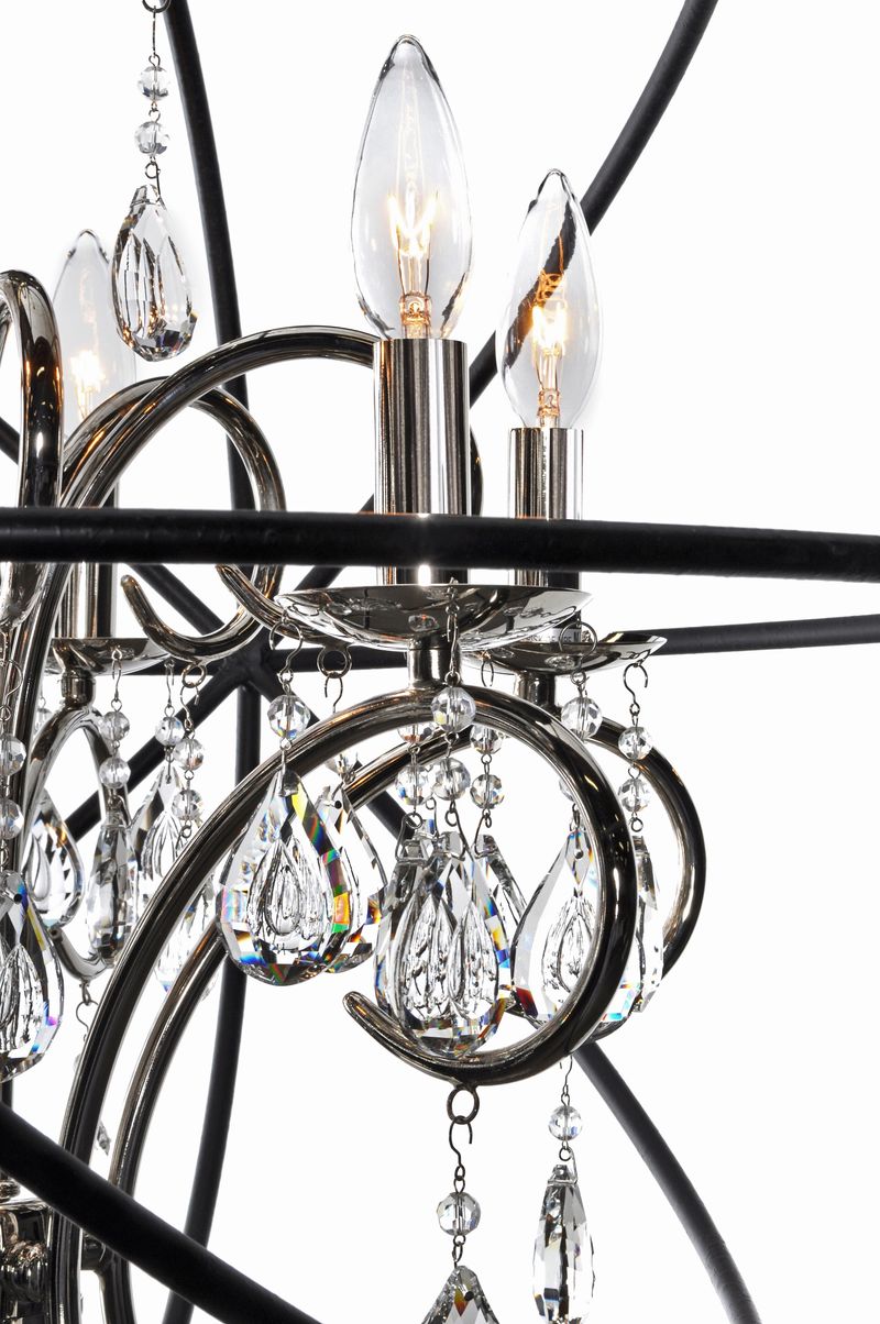 Orbit 25' 6 Light Single-Tier Chandelier in Anthracite and Polished Nickel