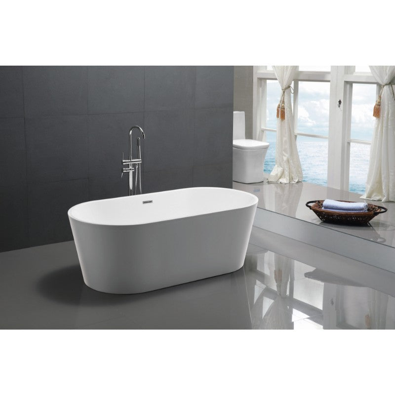 Chand 67.7' Acrylic Freestanding Bathtub in Glossy White