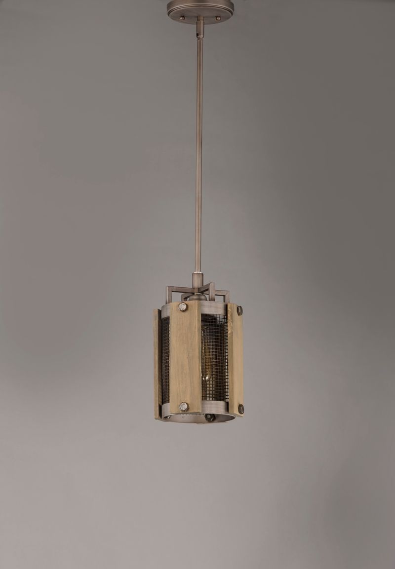 Outland 7' Single Light Mini-Pendant in Barn Wood and Weathered Zinc