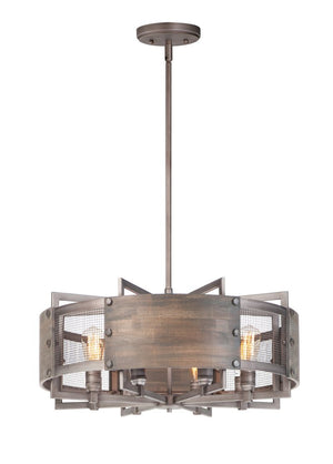 Outland 8 Light Chandelier in Barn Wood and Weathered Zinc