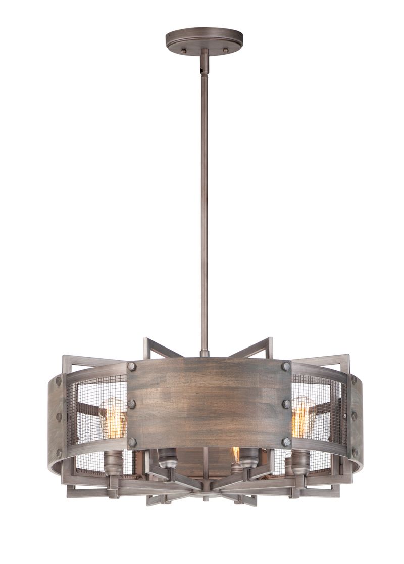 Outland 8 Light Chandelier in Barn Wood and Weathered Zinc