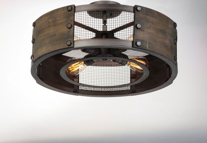 Outland 22' 4 Light Semi-Flush Mount Pendant in Barn Wood and Weathered Zinc