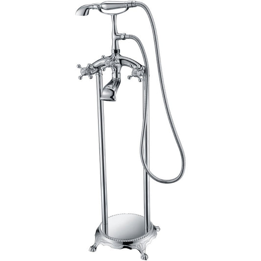 Tugela Freestanding Roman Tub Filler Faucet in Polished Chrome