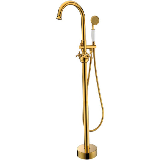 Bridal Freestanding Roman Tub Filler Faucet in Gold