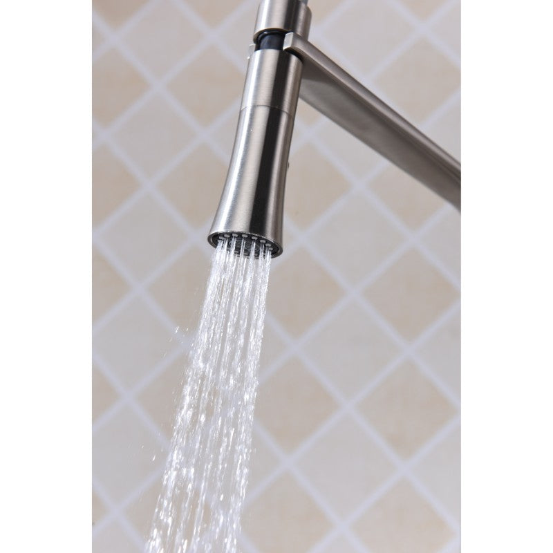 Accent 19.69' Single-Handle Pull-Down Kitchen Faucet in Brushed Nickel