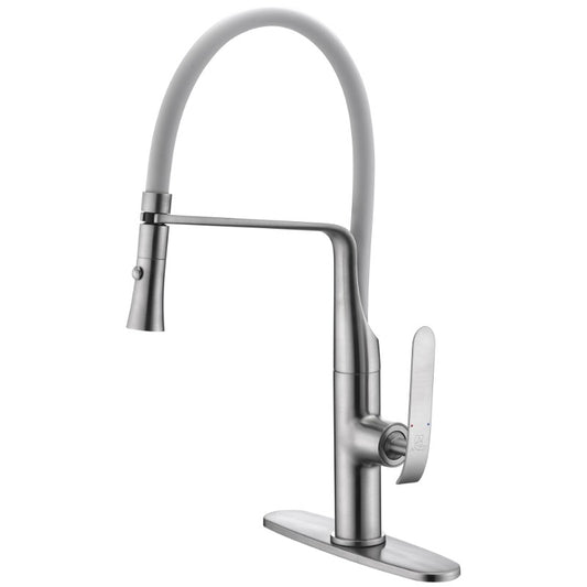 Accent 19.69" Single-Handle Pull-Down Kitchen Faucet in Brushed Nickel