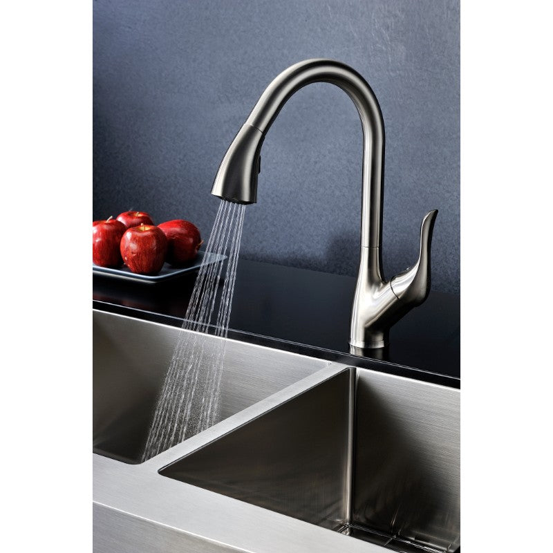 Accent 16.43' Single-Handle Pull-Down Kitchen Faucet in Brushed Nickel