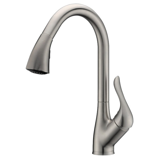 Accent 16.43" Single-Handle Pull-Down Kitchen Faucet in Brushed Nickel