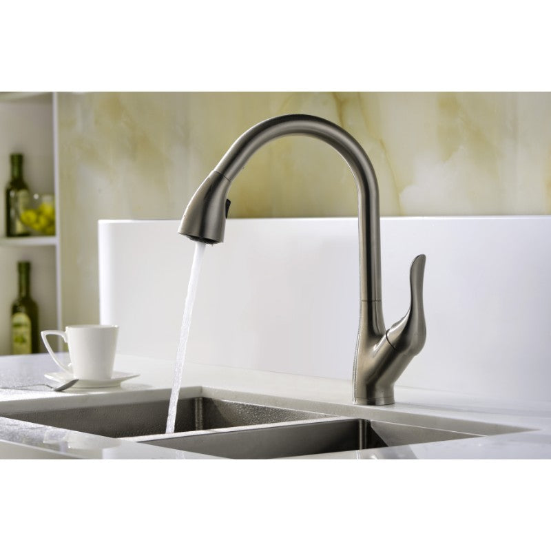 Accent 16.43' Single-Handle Pull-Down Kitchen Faucet in Brushed Nickel