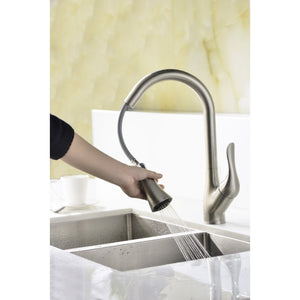 Accent 16.43' Single-Handle Pull-Down Kitchen Faucet in Brushed Nickel