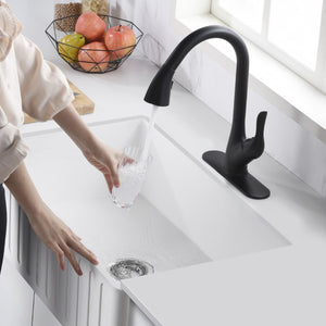 Accent 16.43' Single-Handle Pull-Down Kitchen Faucet in Matte Black