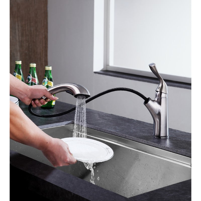 Di Piazza Single-Handle Pull-Out Kitchen Faucet in Brushed Nickel