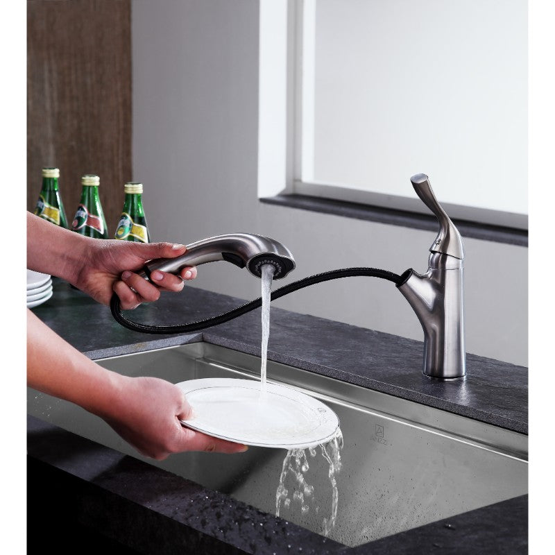 Di Piazza Single-Handle Pull-Out Kitchen Faucet in Brushed Nickel