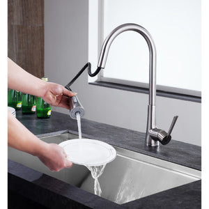 Tulip Single-Handle Pull-Down Kitchen Faucet in Brushed Nickel