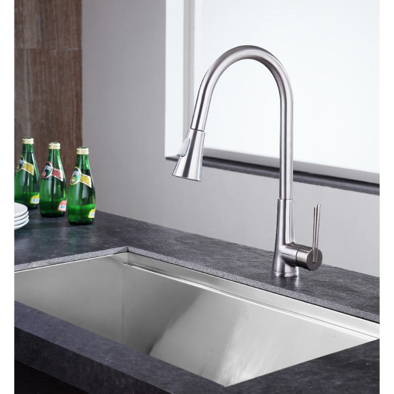 Tulip Single-Handle Pull-Down Kitchen Faucet in Brushed Nickel
