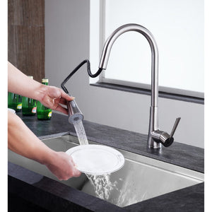 Tulip Single-Handle Pull-Down Kitchen Faucet in Brushed Nickel