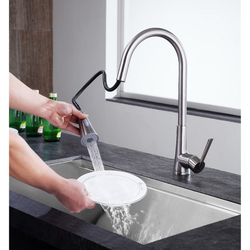 Tulip Single-Handle Pull-Down Kitchen Faucet in Brushed Nickel