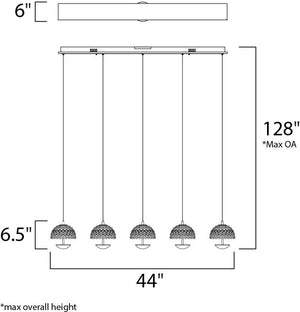 Parasol 6' 5 Light Multi-Light Pendant in Polished Chrome