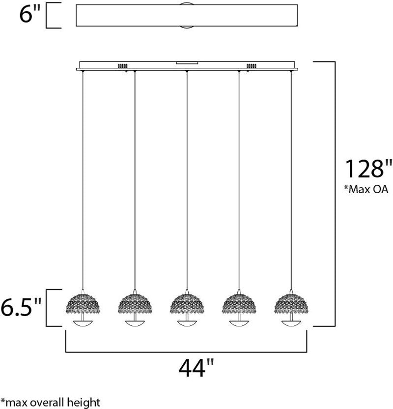 Parasol 6' 5 Light Multi-Light Pendant in Polished Chrome