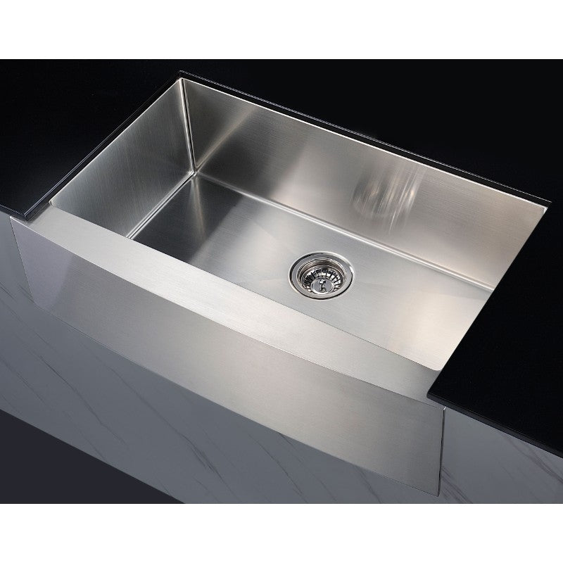 Elysian 35.88' Single Basin Farmhouse Apron Kitchen Sink with Locke Single-Handle Faucet in Polished Chrome