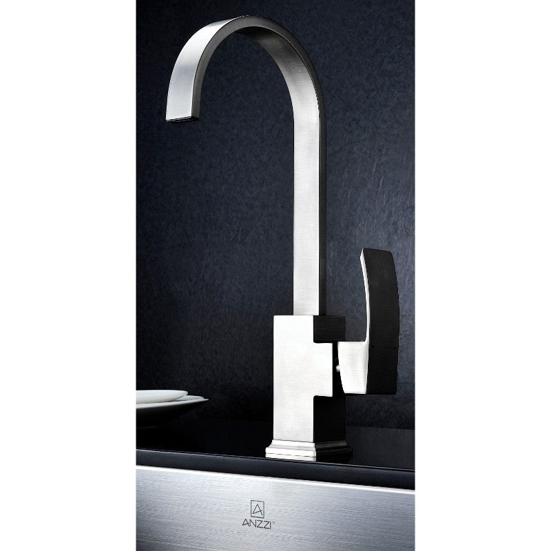 Elysian 35.88' Single Basin Farmhouse Apron Kitchen Sink with Opus Single-Handle Faucet in Brushed Nickel