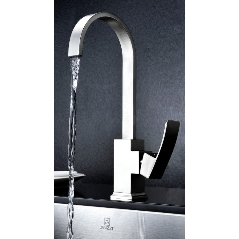 Elysian 35.88' Single Basin Farmhouse Apron Kitchen Sink with Opus Single-Handle Faucet in Brushed Nickel