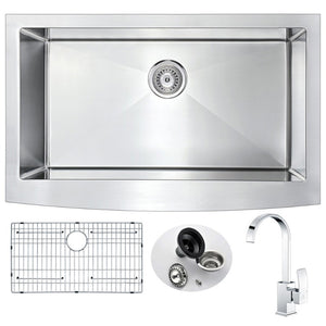 Elysian 35.88' Single Basin Farmhouse Apron Kitchen Sink with Opus Single-Handle Faucet in Polished Chrome