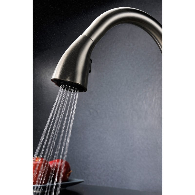 Moore 32' Double Basin Undermount Kitchen Sink with Accent Pull-Down Faucet in Brushed Nickel