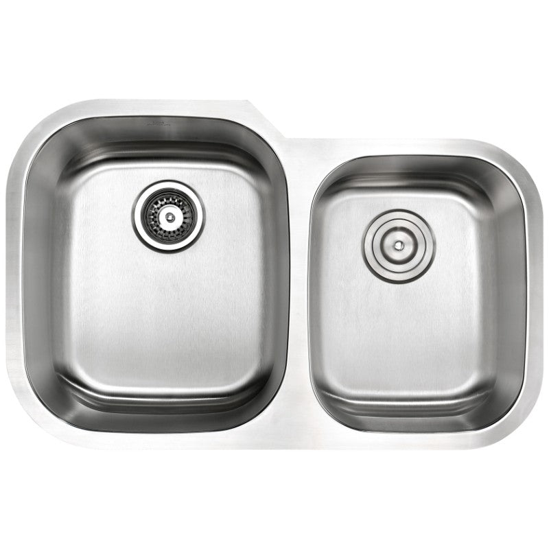 Moore 32' Double Basin Undermount Kitchen Sink with Accent Pull-Down Faucet in Brushed Nickel