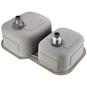 Moore 32' Double Basin Undermount Kitchen Sink with Accent Pull-Down Faucet in Brushed Nickel