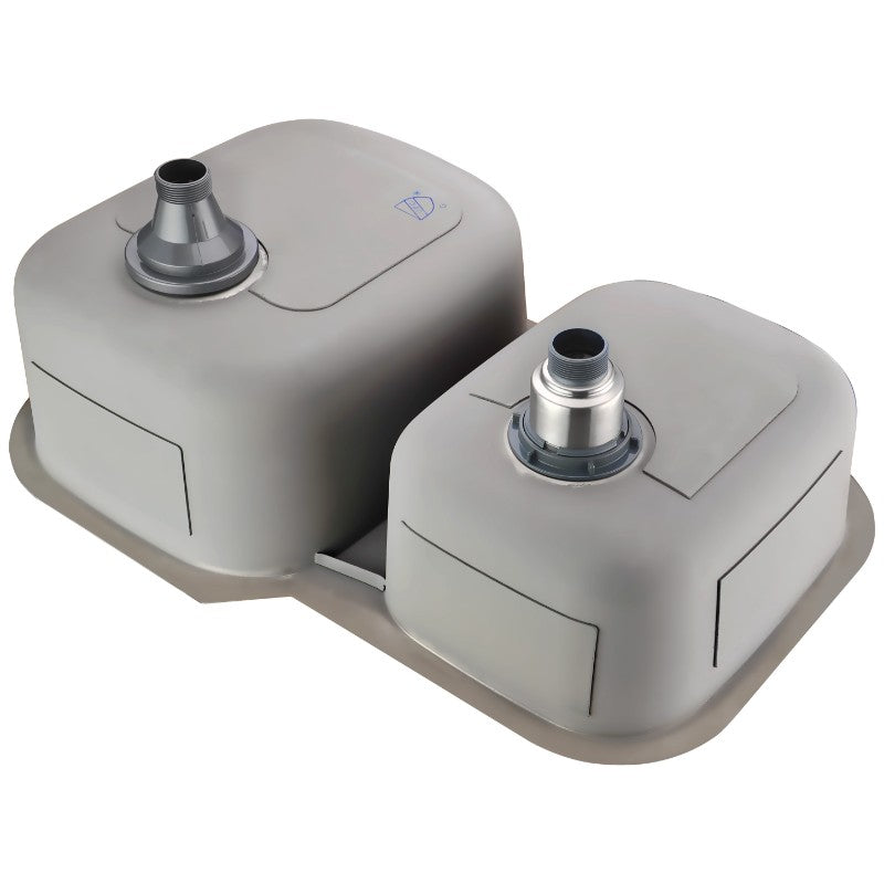 Moore 32' Double Basin Undermount Kitchen Sink with Accent Pull-Down Faucet in Brushed Nickel