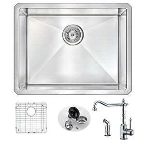Vanguard 23' Single Basin Undermount Kitchen Sink with Locke Single-Handle Faucet in Polished Chrome