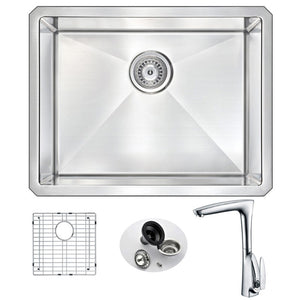 Vanguard 23' Single Basin Undermount Kitchen Sink with Timbre Single-Handle Faucet in Polished Chrome