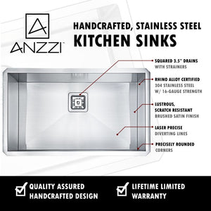 Vanguard 30' Single Basin Undermount Kitchen Sink with Singer Pull-Down Faucet in Brushed Nickel