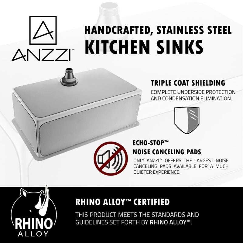 Vanguard 32.75' Single Basin Undermount Kitchen Sink with Timbre Single-Handle Faucet in Brushed Nickel