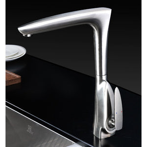 Vanguard 32.75' Single Basin Undermount Kitchen Sink with Timbre Single-Handle Faucet in Brushed Nickel
