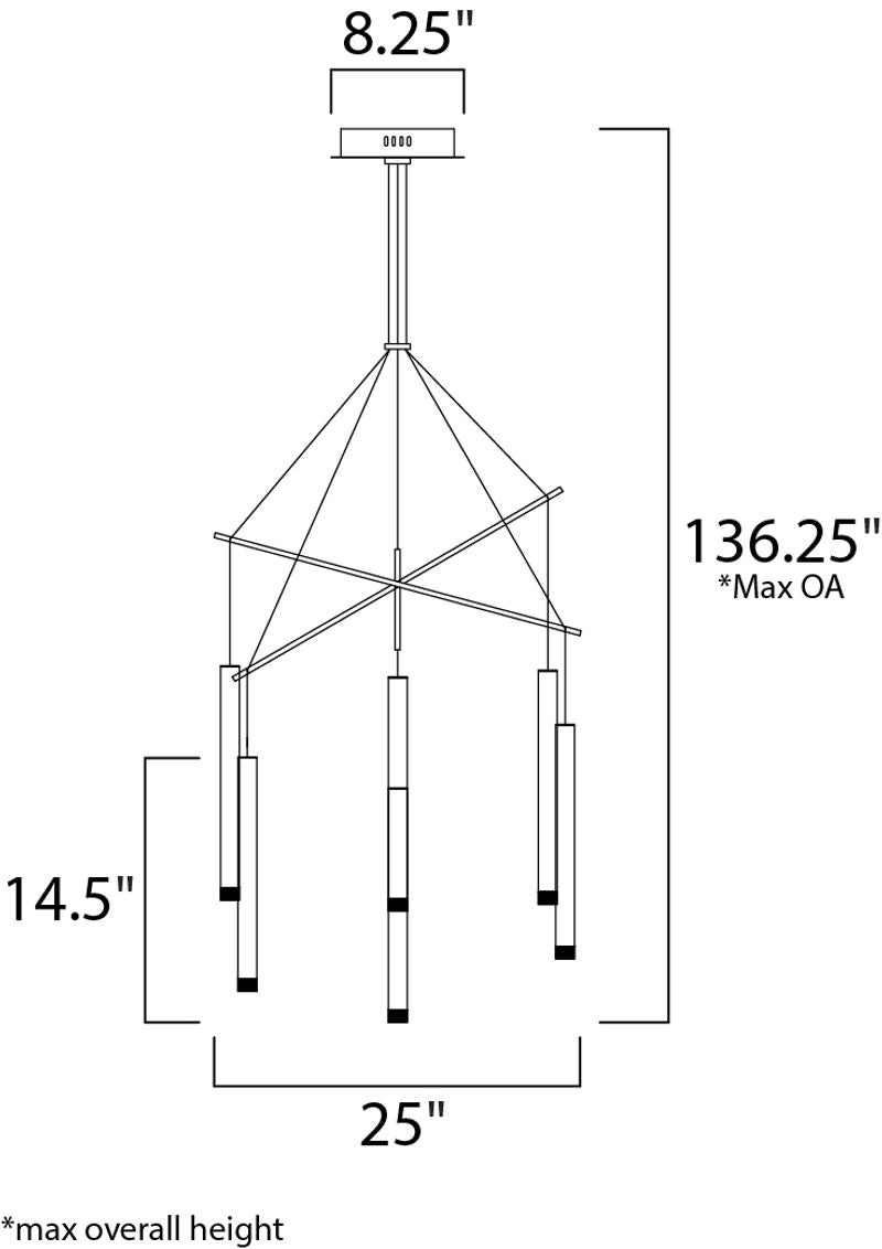 Picolo 25' 6 Light Multi-Light Pendant in Polished Chrome