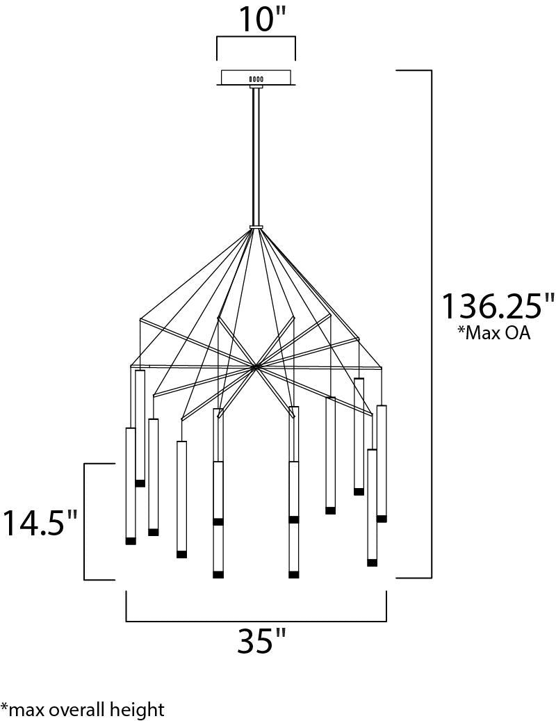 Picolo 35' 12 Light Chandelier in Polished Chrome