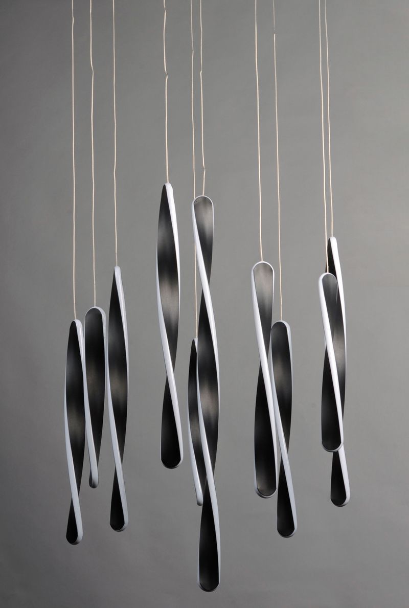 Pirouette 24' 10 Light Multi-Light Pendant in Black