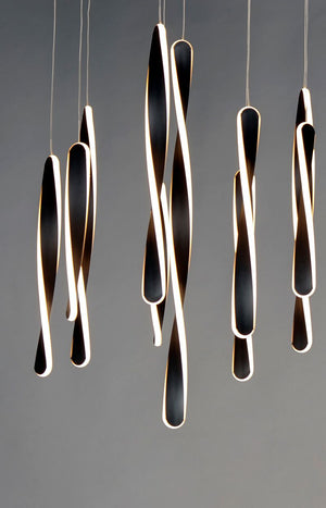 Pirouette 24' 10 Light Multi-Light Pendant in Black