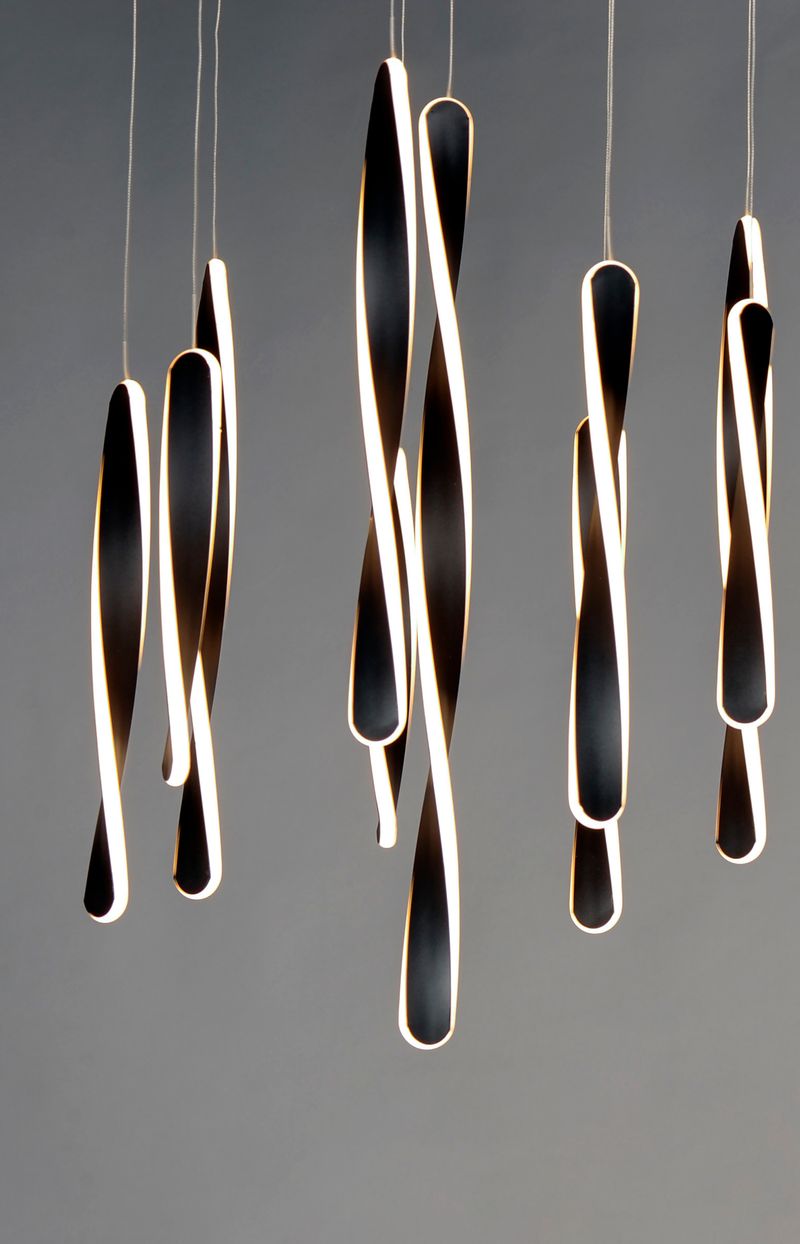 Pirouette 24' 10 Light Multi-Light Pendant in Black